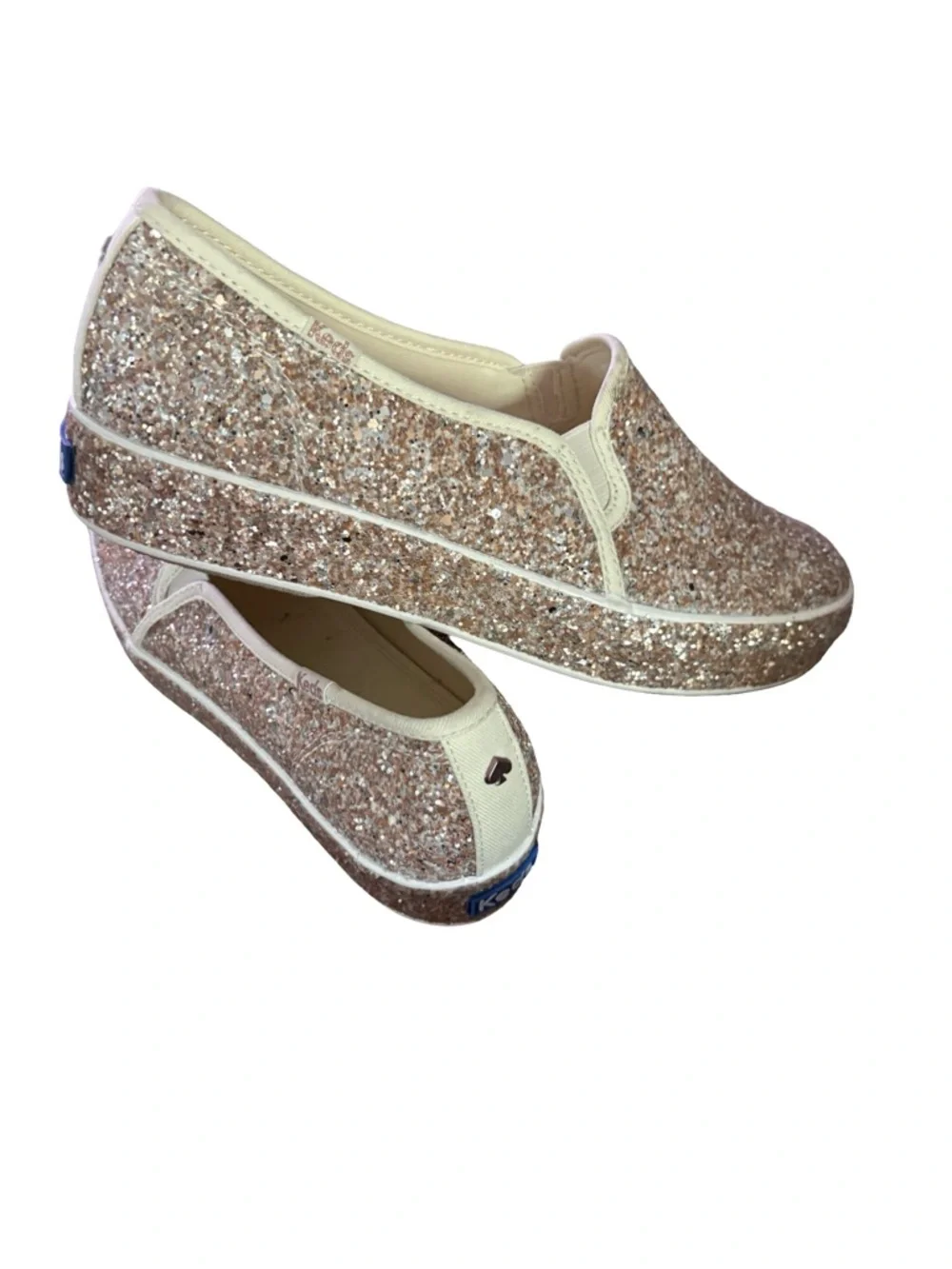 kate spade Glitter Slip-On Sneakers in Rose Gold